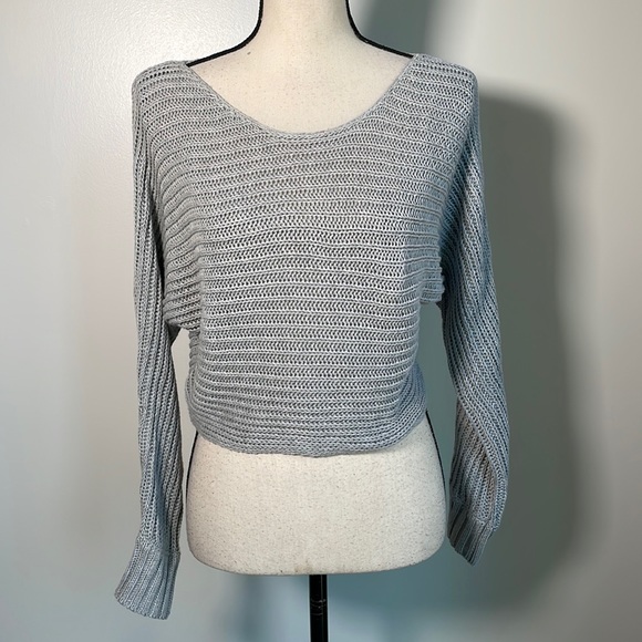 Tularosa Grey Long Sleeve Knit Pullover Crop Sweater XS - Picture 2 of 7